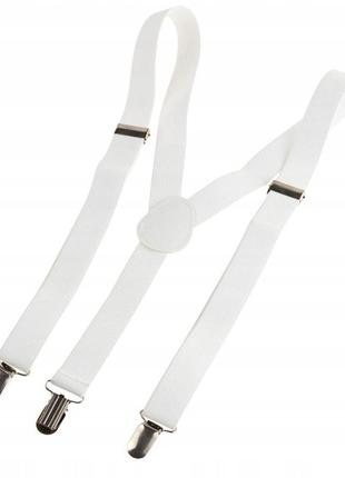 Подтяжки мужские для брюк белые martom 100 на 2.5 см8 фото