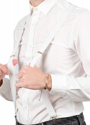 Подтяжки мужские для брюк белые martom 100 на 2.5 см10 фото