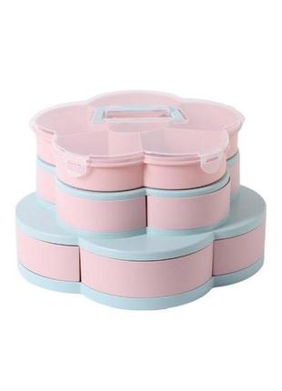 Менажница для закусок flowershap в 3 яруса с подставкой для телефона вращающаяся...