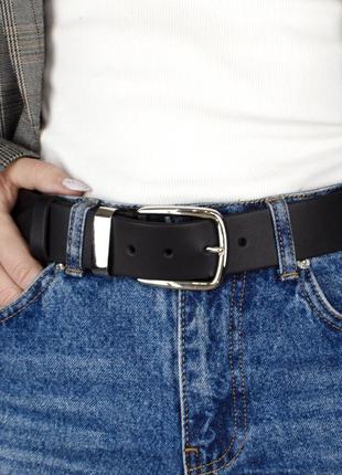 Ремень женский кожаный hc-4099 (125 см) черный под джинсы5 фото