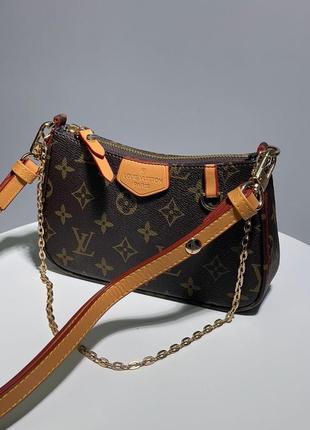 Сумка в стиле louis vuitton easy pouch on strap monogram brown1 фото