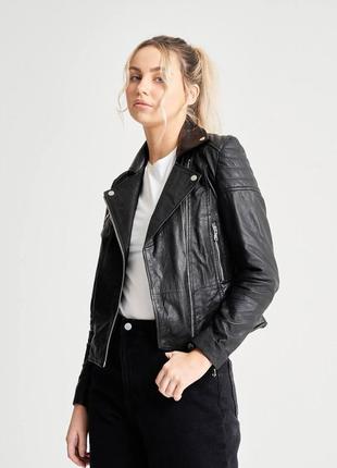 Стильна шкіряна куртка barneys originals clara black leather moto jacket2 фото