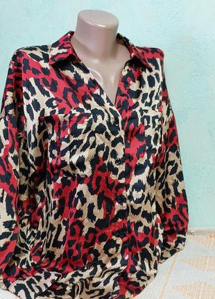 Легка блуза сорочка в леопардовий принт