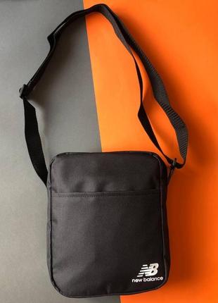 Сумка new balance черного цвета / мужская спортивная сумка через плечо нью баланс / барсетка new balance