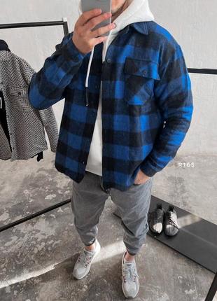 Сорочка в клітинку оверсайз синя