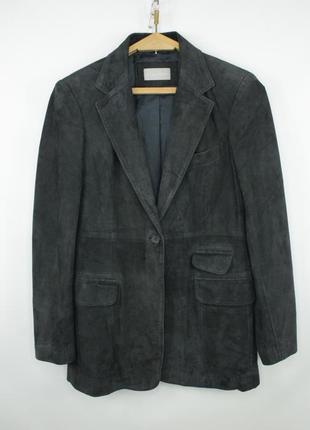 Шикарный кожаный блейзер anna lascata gray suede leather michelle blazer jacket1 фото