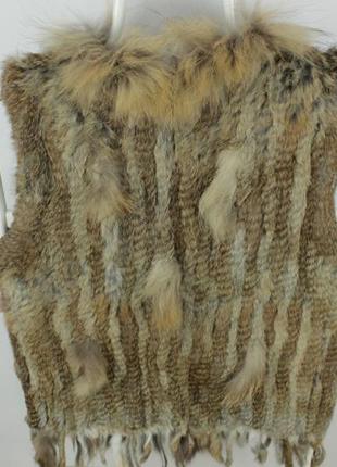 Меховая жилетка из кролика natural dark fur rabbit vest5 фото
