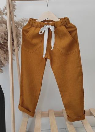 Штаны детские льняные. льняные брюки унисекс. брюки из натурального льна.3 фото