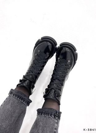 Ботинки натуральные - leon, черные, натуральная лакированная кожа, деми/зима6 фото