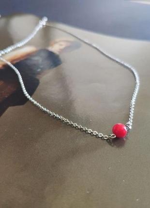 Серебряное колье с кораллом