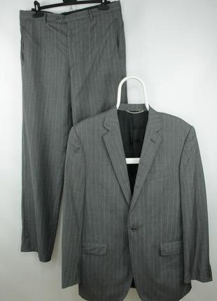 Шикарний люкс костюм dolce & gabbana wool/silk gray striped regular formal suit