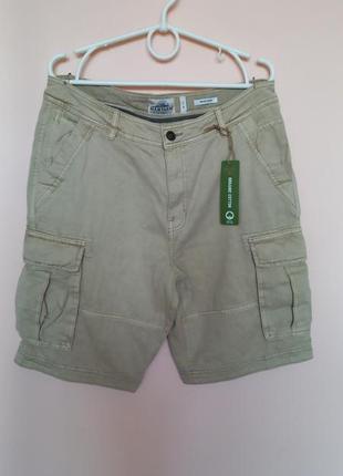 Бежеві бавовняні цупкі шорти, шортики беж 100% хлопок 50-52 р.