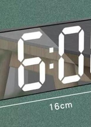 Цифровий будильник із великим дзеркальним світлодіодним дисплеєм.5 фото