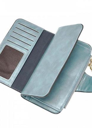 Клатч портмоне кошелек baellerry n2341, маленький женский кошелек, компактный кошелек. цвет: темно-синий4 фото