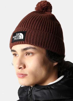 The north face tnf logo box pom beanie dark oak nf0a3fn36s2 шапка оригинал унисекс