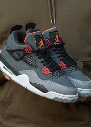 Nike jordan 4 infrared grey red black, кроссовки джордан 4, кроссовки мужские джордан 4, кроссовки мужское джордан 4