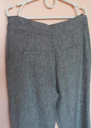Серые меланжевые льняные брюки на высокий рост, брючки классика 100% лен, брючки лён 48-50 г.4 фото