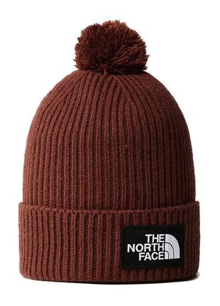 The north face tnf logo box pom beanie dark oak nf0a3fn36s2 шапка оригінал унісекс