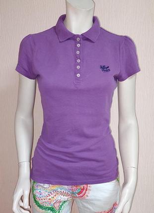 Фирменная футболка поло фиолетового цвета hilfiger denim, оригинал, молниеносная отправка
