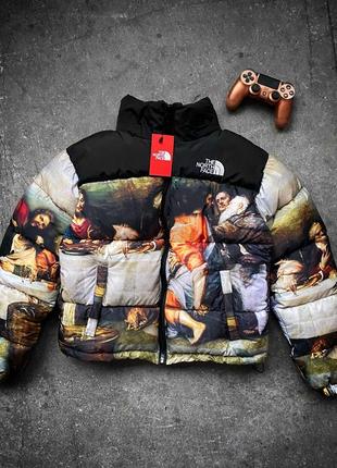 Куртка пуховик с принтами черная