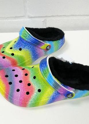 Утепленные кроксы клоги с мехом crocs classic fur lined clog