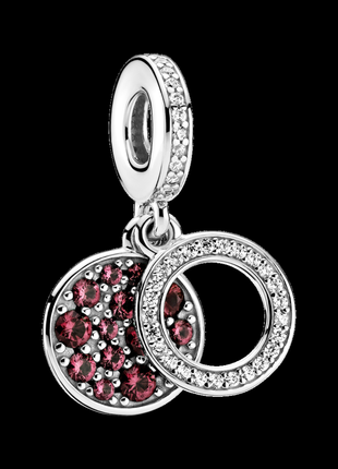 Серебряный шарм подвеска блестящий красный диск пандора pandora