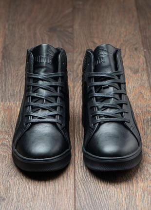 Топовые качественные черные мужские ботинки, полуботинки зимние, кожаные/кожа-мужская обувь на зиму6 фото