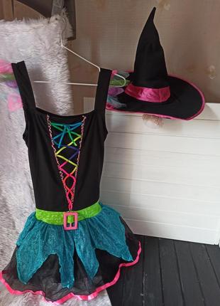 Маскарадное платье ведьмы ведьмочки хеллоуин 12-14 лет карнавальное наряд костюм