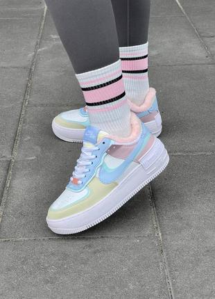 Кроссовки nike air force 1 shadow white glacier blue ghost fur