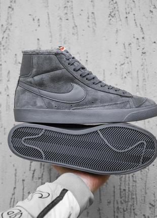 Зимние кроссовки nike blazer mid grey