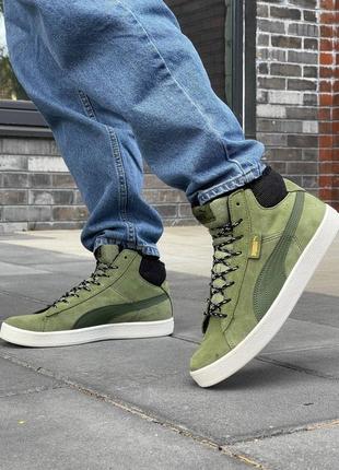 Кеди puma mid corduroy olive fur4 фото