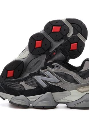 Зимние мужские кроссовки new balance 9060 black grey (мех) 40-41-42-43-44-458 фото