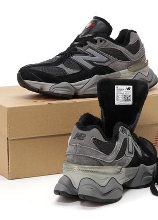 Зимние мужские кроссовки new balance 9060 black grey (мех) 40-41-42-43-44-457 фото