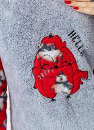 Піжама жіноча махра, колір сіро-червоний3 фото