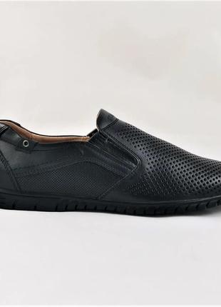Мужские мокасины летние кроссовки сеточка черные кожаные туфли (размеры: 40)6 фото