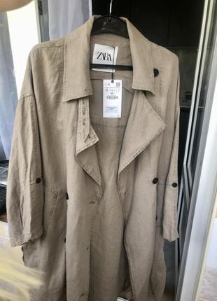 Тренч zara 100% льон