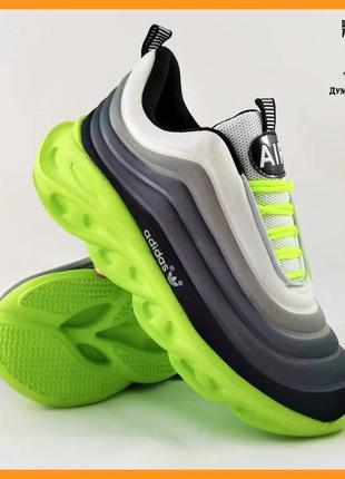 Кроссовки ad!das air boost серые зеленые мужские адидас (размеры: 43,44)