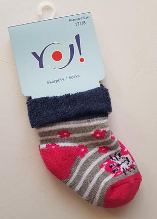 Теплые махровые носки для девочек стопа 10-11 см (обувь 17/18), стопа 11-12 см (обувь 19/20)