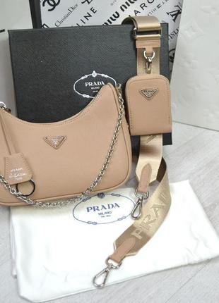Женская кожаная сумка прада prada re-edition saffiano, женские сумки, модные сумки, сумка на плечо, cross body1 фото