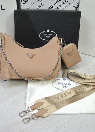 Женская кожаная сумка прада prada re-edition saffiano, женские сумки, модные сумки, сумка на плечо, cross body5 фото