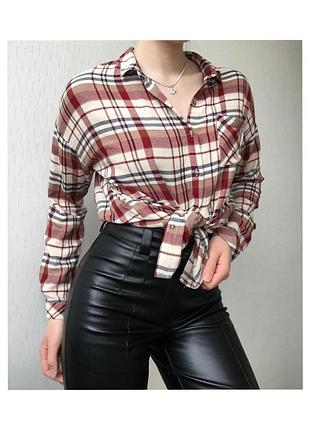 Картата руда коричнева бежева рубашка сорочка в клітинку springfield