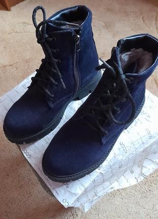 Ботинки натур.замша зимние темно-синие2 фото