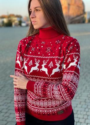 Свитер женский новогодний с оленями