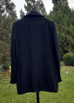 Чорне подовжене пальто з вовною6 фото