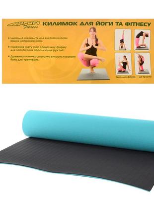 Йогамат, килимок для йоги profi tpe 0613-1-blb, ms0613-1-blb