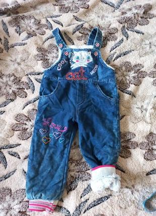 Комбінезон джинсовий на меху 6-12м.