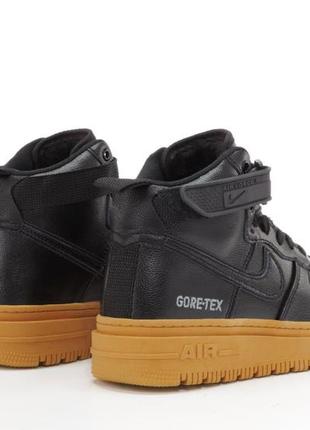 Зимние мужские кроссовки nike air force 1 gore tex black beige (мех) 41-42-43-44-453 фото