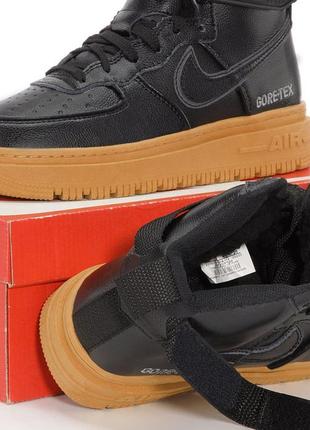 Зимние мужские кроссовки nike air force 1 gore tex black beige (мех) 41-42-43-44-4510 фото