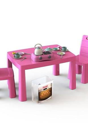 Кухня дитяча ігрова рожева (34 предмети, стіл та 2 стільці) doloni, 04670/31 фото