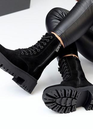 Ботинки "panama", черные, натуральная замша, зима8 фото